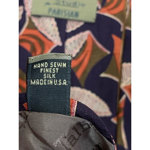 Talbott Studio Black Orange Olive Cream Silk Tie SALE - Picture 6 of 7